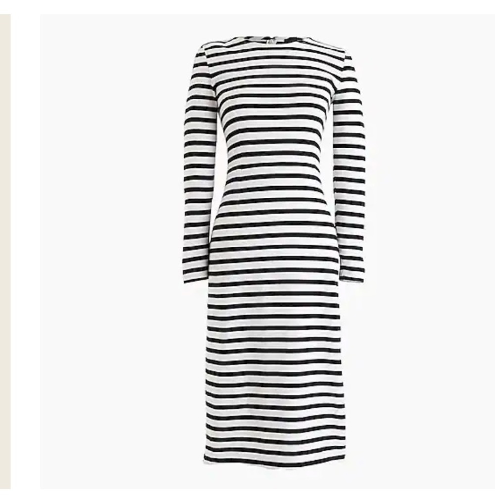 J.Crew Long Sleeve Striped Dress in Black Ivory G7980